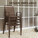 Set 4 Sedie da Giardino 56x66x91 cm Impilabili in Acciaio e PP Marrone Scuro 