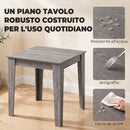 Tavolo da Pranzo Quadrato per 4 Persone 80x80x75 cm in Truciolato Grigio Effetto Legno      