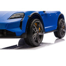Macchina Elettrica per Bambini Porsche Taycan Turbo S 12V con Telecomando Bluetooth Luci LED e Tappetini Blu