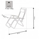 Sedia Sdraio Zero Gravity Reclinabile Pieghevole 88x65x110 h cm in Acciaio e Textilene Grigio Chiaro