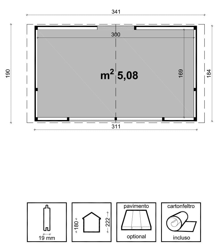Chiosco da Giardino 310x180 cm in Legno Rio