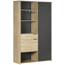 Credenza Moderna da Cucina 110x41,5x180 cm con Armadietto Cassetto e Porta Calici in MDF Legno Naturale e Grigio