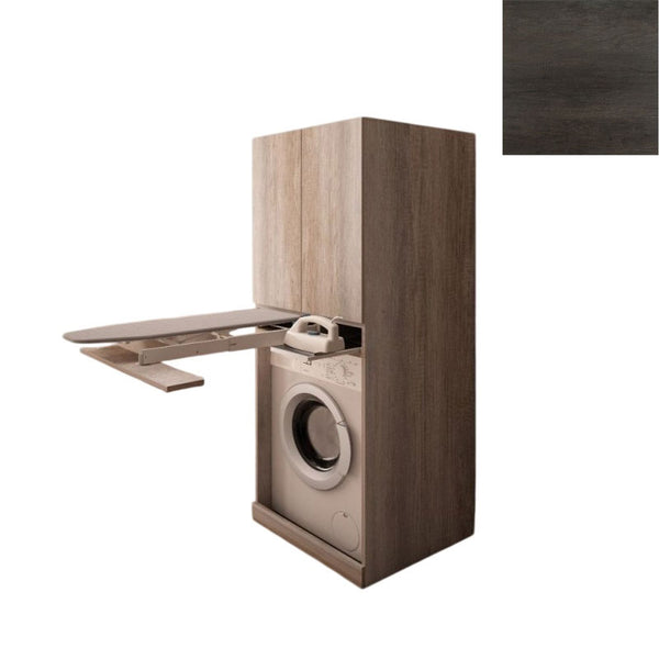 Mobile Lavanderia a Colonna per Lavatrice o Asciugatrice con Asse da Stiro e Ante Superiori 70x70x192A cm in Nobilitato Unika Olmo Scuro prezzo