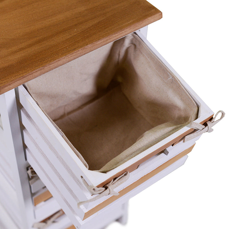 Cassettiera 3 Cassetti in Legno 30x27x66cm Arianna Naturale e Bianca