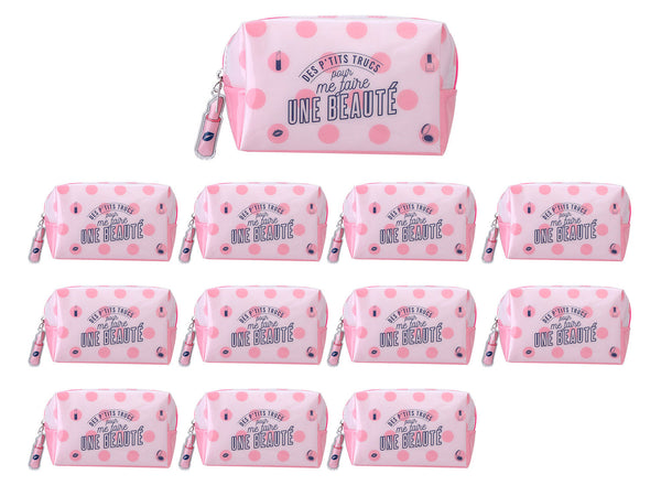 Set 12 Beauty Case per Bambini 14x6x9 cm per Trucchi da Viaggio Shiny Rosa sconto
