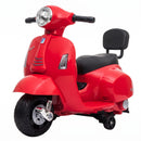 Moto Elettrica per Bambini 1,5-3 Anni Licenza Piaggio Mini Vespa GTS 66,5x38x52 cm 6 V con Batteria al Litio 2,5 km/h Max 25 kg Rossa      