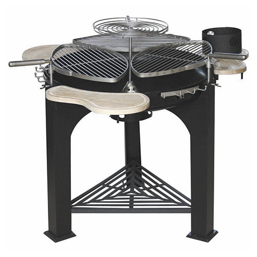 sconto Holzkohlegrill Holzkohle mit 3 Ebenen mit rotierendem Grill und Slow Cooking Grill 
