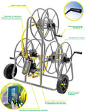 Carrello Avvolgitubo Tripo Manuale Programmabile 3x25 mt in Acciaio Grigio