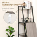 Scrivania Salvaspazio Pieghevole con Libreria 4 Livelli 106x48x128 cm in Legno e Metallo Grigio e Nero 