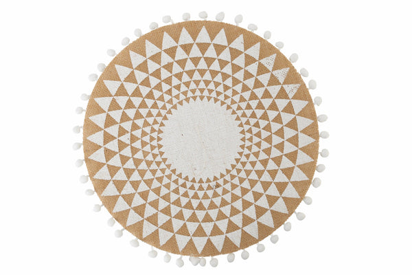 acquista Set mit 6 Jute-Tischsets mit Pon Pon Ø38 cm Villa d'Este Home Tivoli Weiß