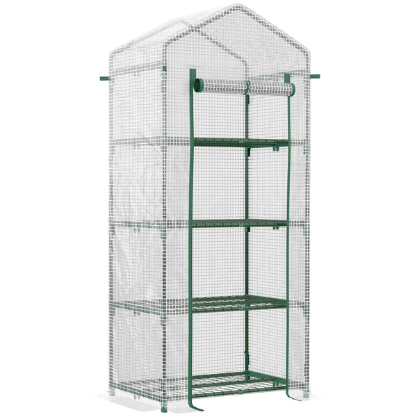 Serra per Piante Verticale 4 Ripiani 70x50x160 cm in Acciaio e PE Bianco acquista