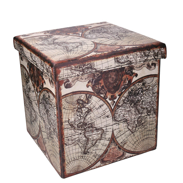 Klappbarer Puff aus Kunstleder mit quadratischem Globus 38x38xh38 cm acquista