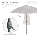 Ombrellone Rotondo Ø250x240 cm a 18 Stecche in Metallo e Poliestere Grigio  