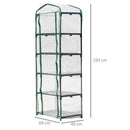 Mini Serra da Giardino 5 Ripiani 69x49x193 cm in Acciaio e PVC  Verde