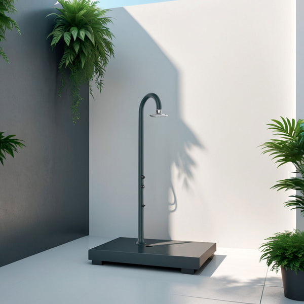 online Doccia da Giardino in Alluminio Soffione LED Quadrato con Termometro LCD Sined Luna Alu Grigio