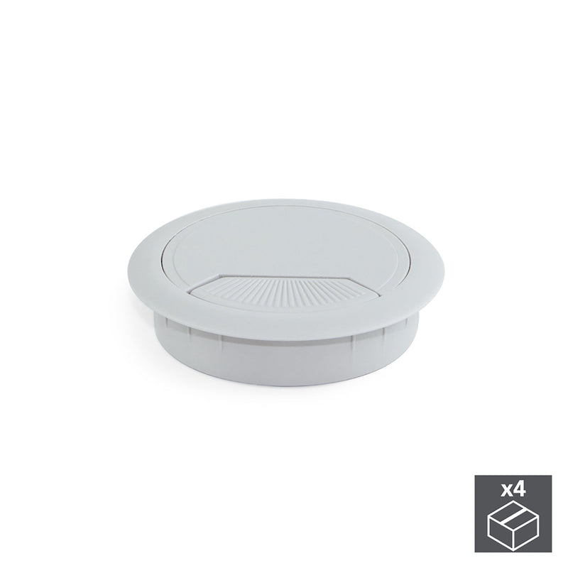 Set di 4 Passacavi da Incasso Ø8 cm in Plastica Emuca Grigi