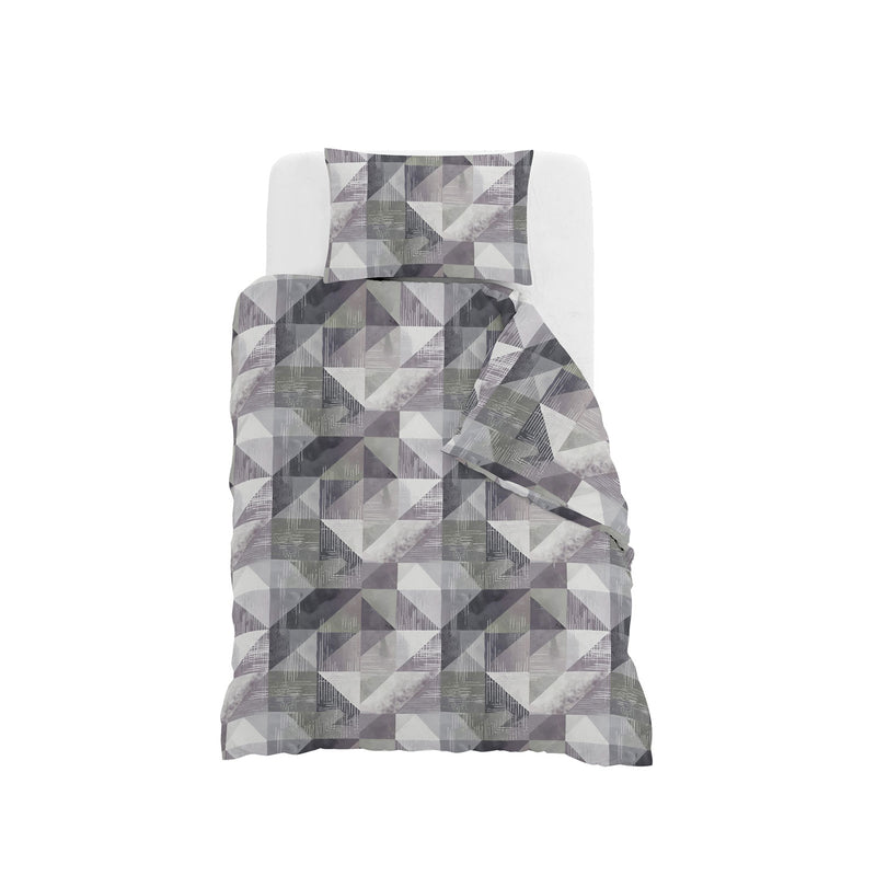 Copripiumino Singolo con Stampa sul Sacco e Federa Linea River Sepik Grey 