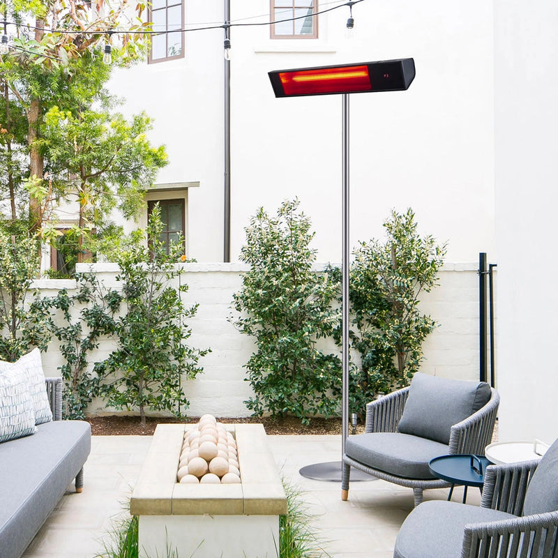 Stufa da Esterno Wi-Fi Lampione Riscaldatore su Palo 74,2x218x60 cm 2000W Sined  Nero e Silver
