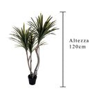 Dracena Marginata Artificiale in Vaso con 122 Foglie Altezza 120 cm Verde