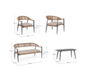 Set 4 Pezzi Salotto da Giardino con Divano 2 Poltrone e Tavolino in Alluminio e Fibra Sintetica Jandia Antracite e Naturale