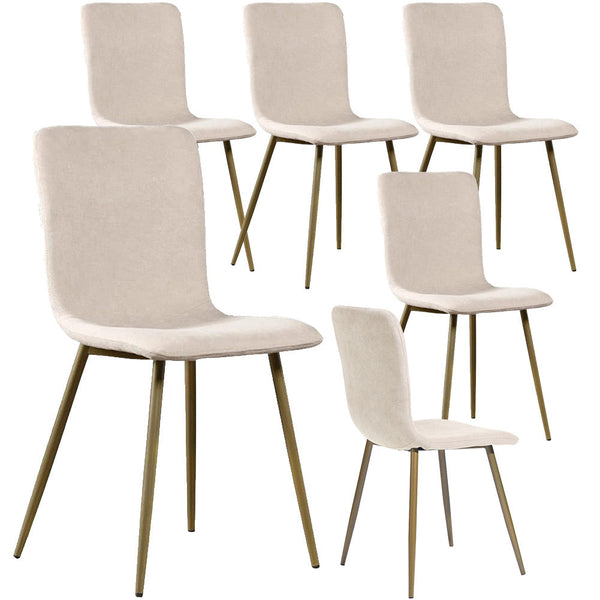 Set 6 Sedie per Sala da Pranzo Beige con Gambe Acciaio Dorato Seduta Ergonomica prezzo
