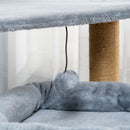 Albero Tiragraffi per Gatti 48x48x84 cm in Corda Juta Rivestimento in Peluche Grigio