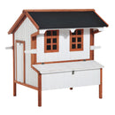 Pollaio per Galline in Legno Bianco Crema Marrone 120x96x123 cm 