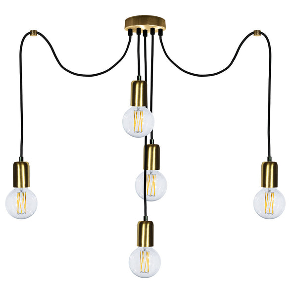 Aufhängung 5xE27 3Mt Satin Gold Frame E-Energy Elaide acquista