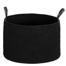 Cesto Portabiancheria Pieghevole con Manici 88L Ø56x35.5 cm in Cotone Naturale Nero 
