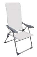 Set 4 Sedie a Sdraio Reclinabili Pieghevoli 59x64x108 cm in Alluminio e Textilene Avorio