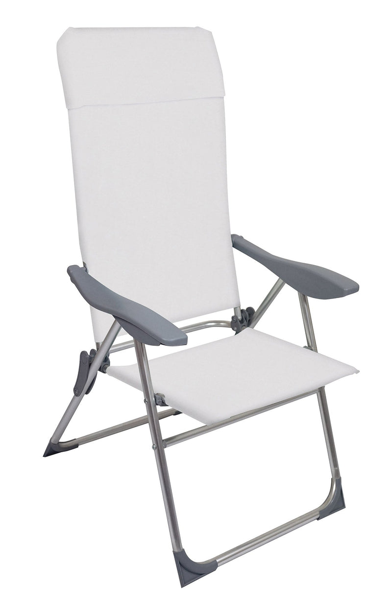 Set 4 Sedie a Sdraio Reclinabili Pieghevoli 59x64x108 cm in Alluminio e Textilene Avorio