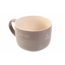Tazza "sveglia e buongiorno" 11,5x8,5x6,8 cm in Gres VdE Tivoli 1996 Grigio e Bianco
