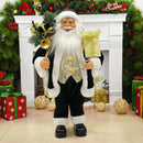 Babbo Natale Abito in Velluto H60 cm con Mini Lucciole e Suoni Nero e Oro