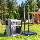 Trasportino per Cani e Gatti 34x28x43 cm con Ruote Manico Telescopico e 2 Finestre in Rete per Animali Fino a 5 kg Grigio      