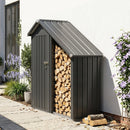 Portalegna da Esterno 150x66x162 cm con Armadietto Porta Attrezzi in Acciaio Zincato Grigio Scuro      