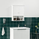 Pensile Mobile Bagno Sospeso con Armadietto a 2 Ante e Ripiano Aperto 60x20x70,5 cm in MDF Bianco 
