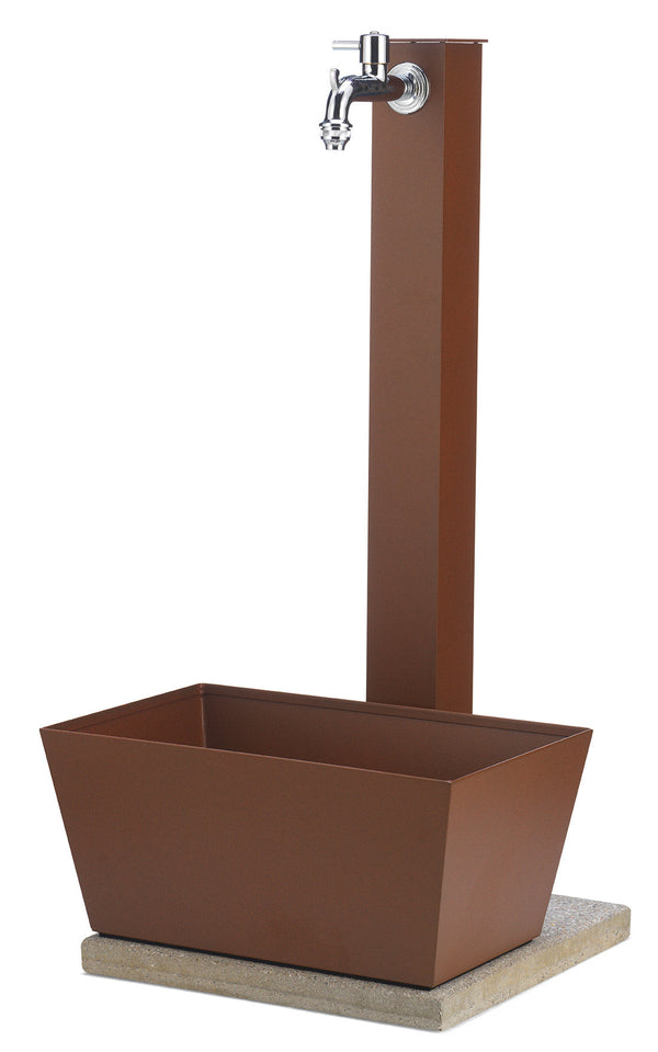 Gartenbrunnen mit Waschtischarmatur und Sockel Belfer 42/QVR Rost sconto