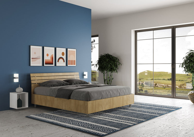 Letto Matrimoniale Testata Doghe Inclinata Ankel Quercia Varie Misure