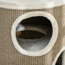 Cuccia per Gatti a 3 Livelli Ø38x70cm con Tiragraffi in Sisal e Peluche Marrone      