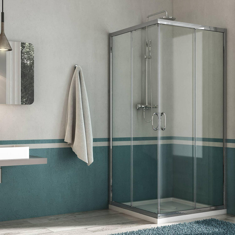 Box Doccia Angolare 2 Ante Scorrevoli In Cristallo Trasparente 6mm H185 Fosterberg Vejle Varie Misure