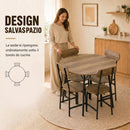 Set Pranzo 5 Pezzi Tavolo Ø100x77 cm e 4 Sedie 42x52x88 cm con Gambe Metallo Color Legno      