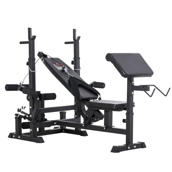 acquista Panca da Palestra Regolabile con Supporto per Bilanciere 210x110x103-123 cm in Acciaio e PU Nero