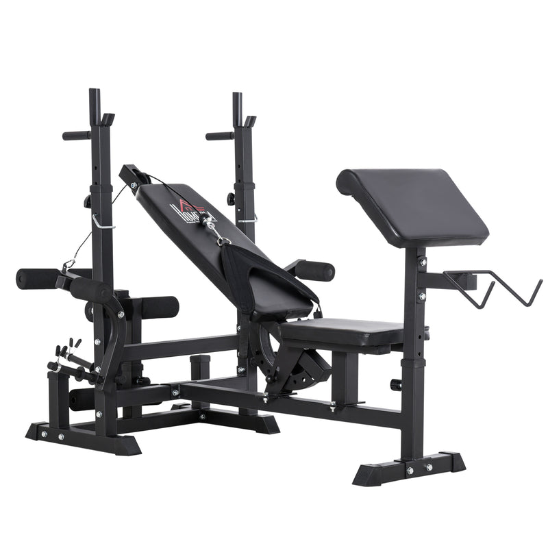 Panca da Palestra Regolabile con Supporto per Bilanciere 210x110x103-123 cm in Acciaio e PU Nero  