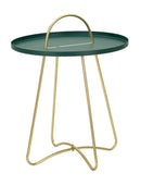 Tavolinetto Grent Ø45x59 cm in Ferro Verde e Oro      