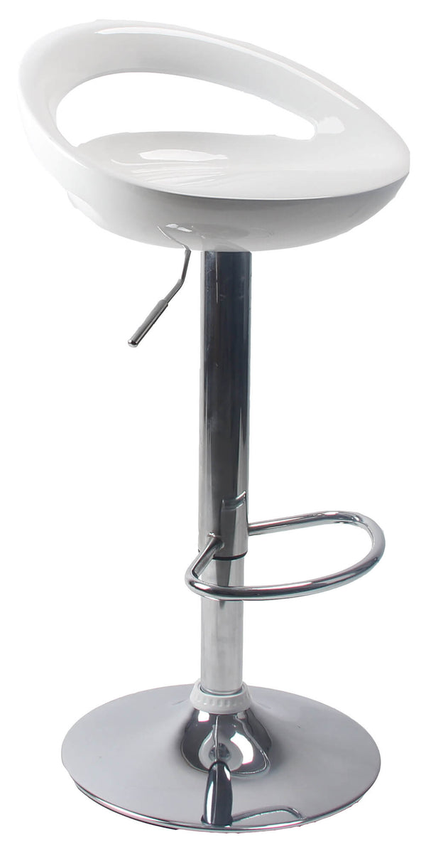 prezzo Motti Seattle Hochglanz-weißer ABS-Hocker mit Gasdruckfeder und Drehsitz