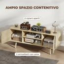 Mobile TV da 55" con 2 Armadietti e 2 Ripiani Aperti 120x34x50 cm in Legno e Truciolato Color Legno      