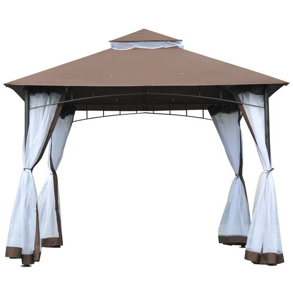 Gartenpavillon 3x3m mit Moskitonetz aus Metall und braunem und weißem Polyester online