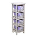 Cassettiera in Legno 4 Cassetti 25x25H76,5cm Lavanda