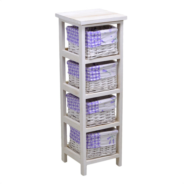 online Holzkommode 4 Schubladen 25x25H76,5cm Adami Lavendel