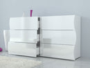 Comò 6 Cassetti 155x40x81,5 cm Onda 6C Bianco Lucido  